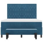 vidaXL Lit à Ressorts avec Matelas & Banc Bleu Foncé 160x200 cm Velours
