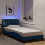 vidaXL Cadre de lit avec lumières LED bleu 90x190 cm tissu