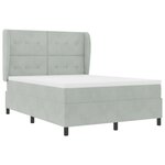 Lit à ressort vidaXL avec matelas - Gris clair  140x190 cm  Velours