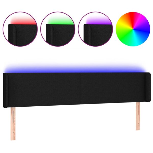 vidaXL Tête de lit à LED Noir 203x16x78/88 cm Tissu