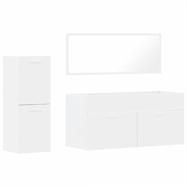vidaXL Ensemble de meubles salle de bain 3 Pièces blanc bois d'ingénierie