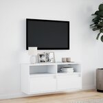 vidaXL Meuble TV mural avec lumières LED blanc 100x31x45 cm