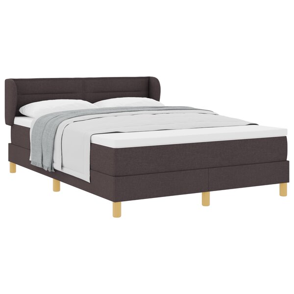 Lit Box Spring vidaXL avec Matelas Marron Foncé 160x200 cm Tissu