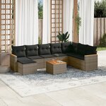 vidaXL Salon de jardin 9 Pièces avec coussins gris résine tressée
