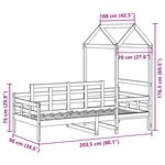 vidaXL Lit de jour avec toit blanc 90x200 cm bois de pin massif