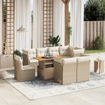 vidaXL Salon de jardin avec coussins 9 Pièces beige résine tressée