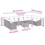 vidaXL Ensemble de canapé de jardin 11 pièces avec coussins  rattan poly noir et acacia