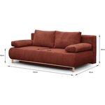 Banquette convertible 3 places MIKA - Velours côtelé Terracotta - Coffre de rangement - 192 x 84 x 93 cm