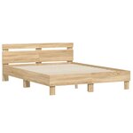 vidaXL Cadre de lit avec tête de lit et LED chêne sonoma 140x190 cm