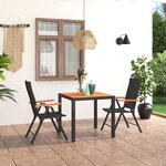 vidaXL Ensemble à manger de jardin 3 Pièces noir et marron