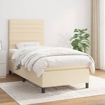 vidaXL Sommier à lattes de lit avec matelas Crème 90x200 cm Tissu