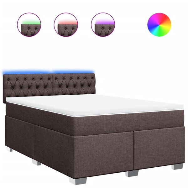 vidaXL Sommier à lattes de lit avec matelas Marron foncé 140x190 cm