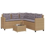 vidaXL Canapé de jardin avec table et coussins en forme de L beige
