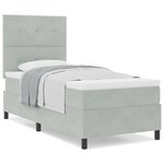 Lit à ressort vidaXL avec matelas Gris clair 100x200 cm Velours