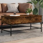 vidaXL Table basse chêne fumé 100x50x45 cm bois d'ingénierie et métal