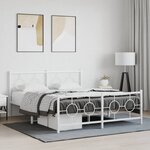 vidaXL Cadre de lit métal sans matelas et pied de lit blanc 160x200 cm