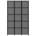 vidaXL Étagère à 15 cubes avec boîtes Noir 103x30x175 5 cm Tissu