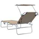 vidaXL Chaises longues pliantes 2 Pièces avec auvent en tissu Oxford 600D taupe
