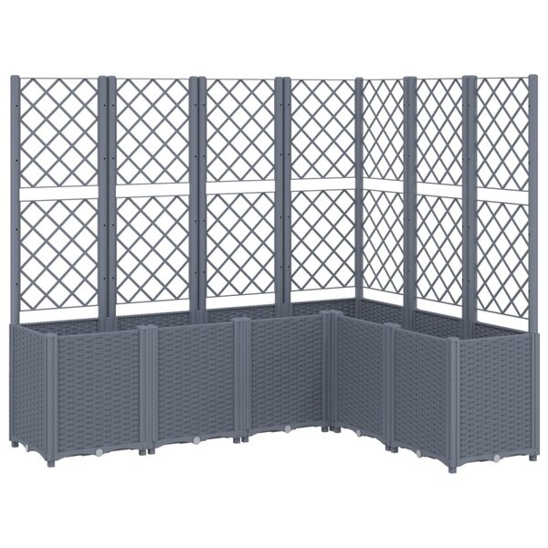 vidaXL Jardinière avec treillis gris 160x120x140 cm PP