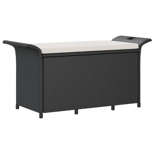vidaXL Banc de jardin avec coussin noir 116x46x57 cm résine tressée