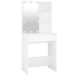vidaXL Coiffeuse à LED avec 2 armoires Blanc Bois d'ingénierie