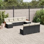 vidaXL Salon de jardin 10 Pièces avec coussins noir résine tressée