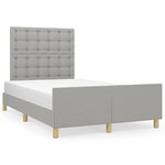 vidaXL Cadre de lit avec tête de lit gris clair 120x190 cm tissu