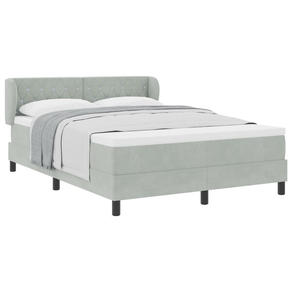 vidaXL Lit à ressorts avec matelas Gris clair 160x200 cm Velours