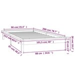 vidaXL Cadre de lit à LED sans matelas noir 90x200 cm bois massif