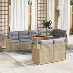 Ensemble de canapés de jardin 9 pièces avec coussins beige