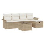 vidaXL Ensemble de canapés de jardin de 6 pièces avec coussins beiges en poly rattan