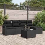 Ensemble de canapés de jardin vidaXL 6 pièces avec coussins Beige Poly Rattan
