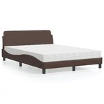 vidaXL Lit avec matelas marron 140x190 cm similicuir