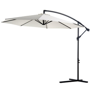 Parasol déporté octogonal inclinable manivelle pied acier Ø 3 x 2 5H m crème