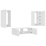 vidaXL Meuble TV muraux 3 Pièces avec lumières LED blanc