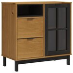 vidaXL Buffet avec porte vitrée FLAM 80x40x80 cm bois massif de pin
