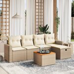 vidaXL Salon de jardin avec coussins 6 Pièces beige résine tressée