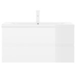 vidaXL Armoire d'évier lavabo intégré blanc brillant bois d'ingénierie