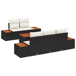 Ensemble de Canapés de Jardin vidaXL 6 pièces avec coussins Noir Rattan Poly Acacia