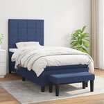 vidaXL Sommier à lattes de lit avec matelas Bleu 90x200 cm Tissu