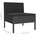 vidaXL Salon de jardin 6 Pièces avec coussins résine tressée noir