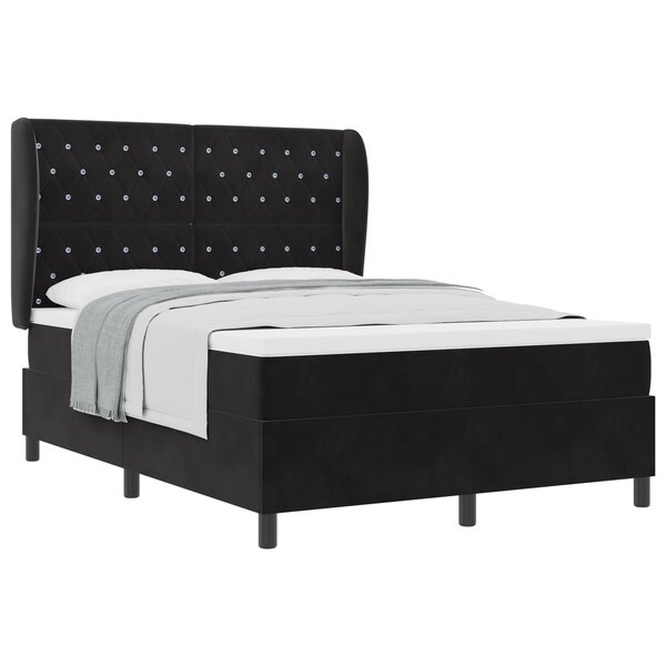 Lit Box Spring vidaXL avec Matelas Noir 140x190 cm Velours