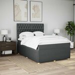 vidaXL Sommier à lattes de lit avec matelas Gris foncé 140x200cm Tissu