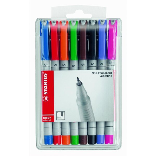 Pochette de 8 feutre pour transaprent ohpen encre soluble pte fine x 5 stabilo