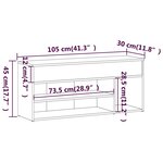 vidaXL Banc à chaussures Chêne fumé 105x30x45 cm Bois d'ingénierie