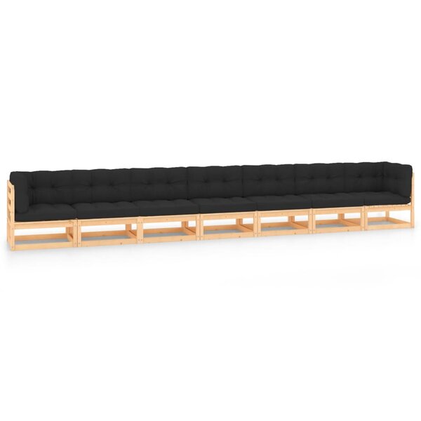 vidaXL Salon de jardin 7 Pièces avec coussins anthracite Pin massif