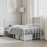 vidaXL Cadre de lit métal sans matelas avec pied de lit blanc 90x190cm