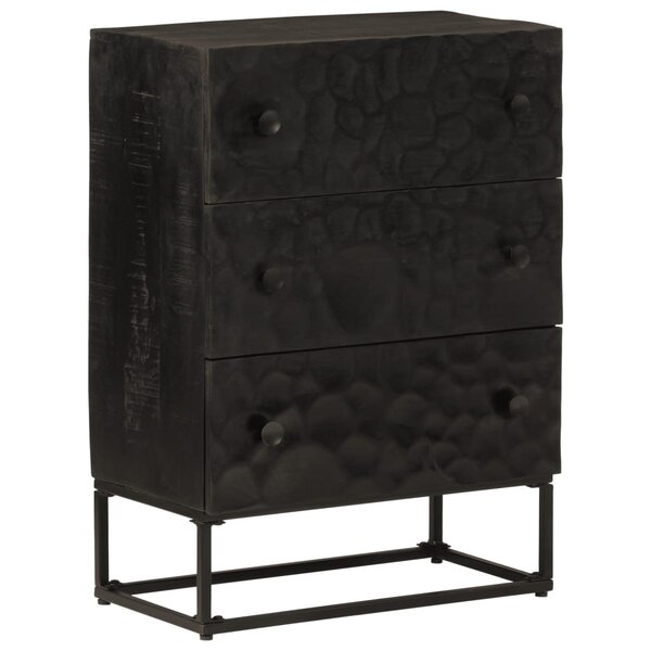 vidaXL Commode noir 55x30x76 cm bois massif de manguier et fer