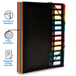 Trieur accordéon 12 compartiments en plastique format A4 - Rainbow Class
