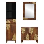 Ensemble de Meubles de Salle de Bain vidaXL 3 Pièces en Bois de Manguier Massif